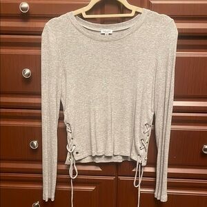 Splendid Gray Lace-Up Women's Top